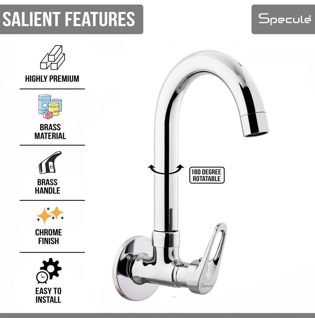 Opel Sink cock Round Swivel Spout Brass (12 inches)- by Specule