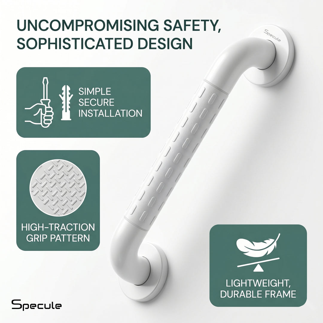 White Stainless Steel Grab Bar (12 Inches) – by Specule