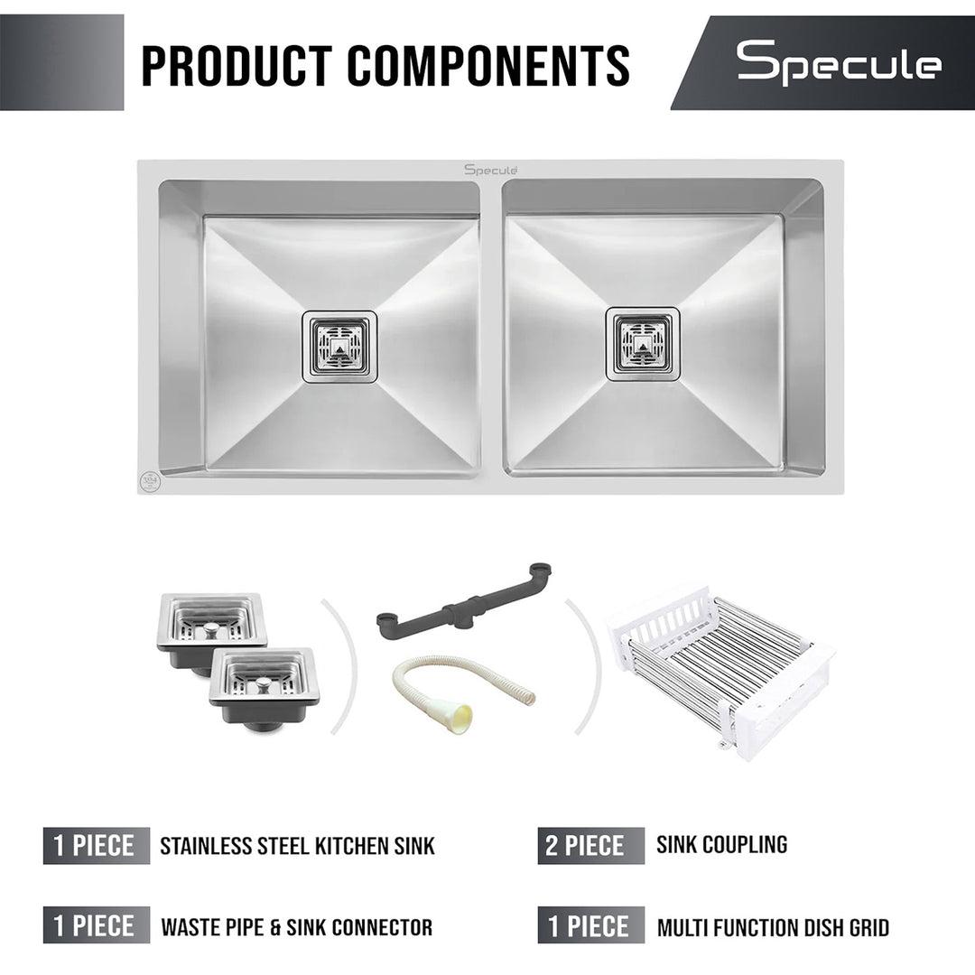 Handmade Double Bowl Kitchen Sink (45 x 20 x 10 Inches) - by Specule