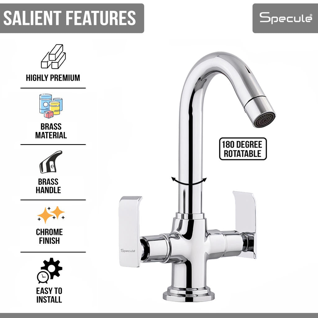 Lyric Center Hole Wash Basin Mixer Tap with Swivel Spout - by Specule