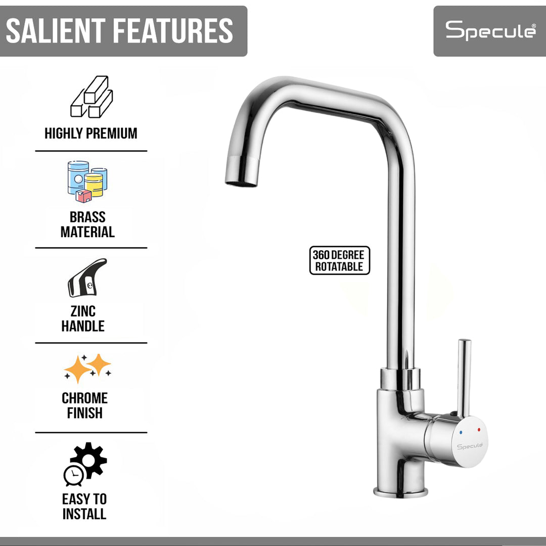 Flora Deck-mount Kitchen Sink Tap with Large J Type Swivel Spout (18") - by Specule