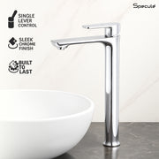 Nyra Tall Body Wash Basin 12 Inches Pillar Tap (Chrome) – by Specule
