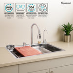 Load image into Gallery viewer, Handmade Waterfall Silver Kitchen Sink With Pull-down Faucet Set (30 x 18 x 10 Inches) - by Specule
