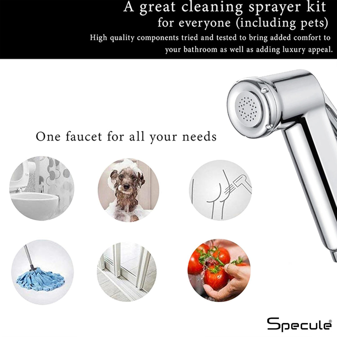 Glory Chrome Health Faucet with Dual Flow and 1 Meter 304-Grade SS Hose & Hook