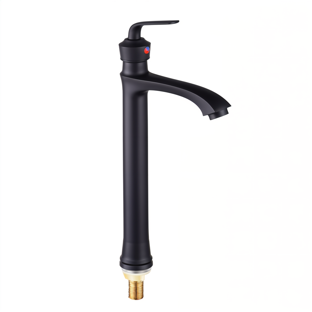 Atrio Tall Body Wash Basin 12 Inches Pillar Tap (Black) – by Specule