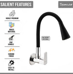 Load image into Gallery viewer, Cube Wall-mount Kitchen Sink Tap with Black Flexible Silicone Spout (Dual Flow) - by Specule

