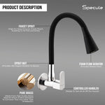 Load image into Gallery viewer, Cube Wall-mount Kitchen Sink Tap with Black Flexible Silicone Spout (Dual Flow) - by Specule
