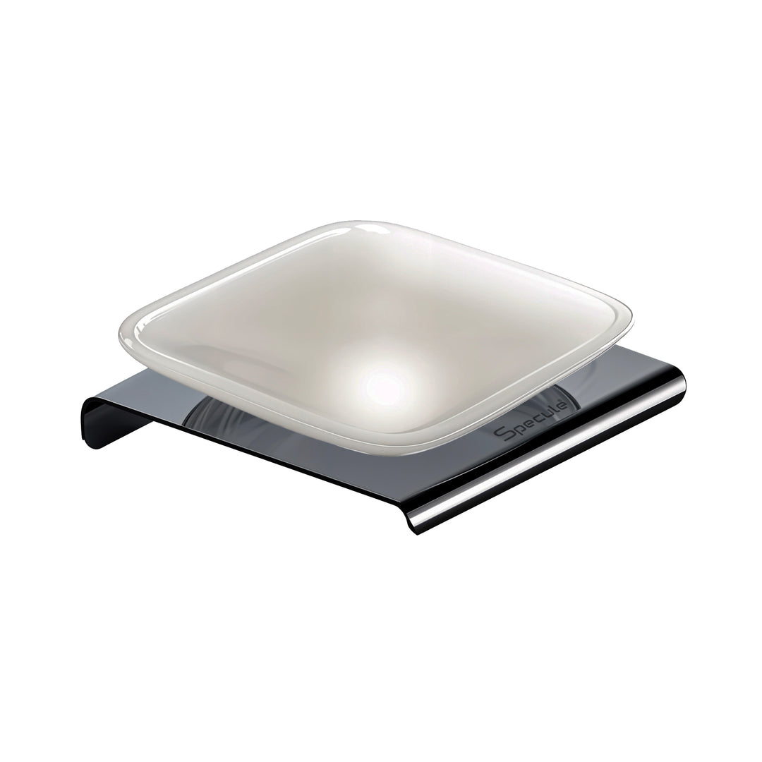 Stellar Stainless Steel and frosted Glass Soap Dish (Black) - by Specule