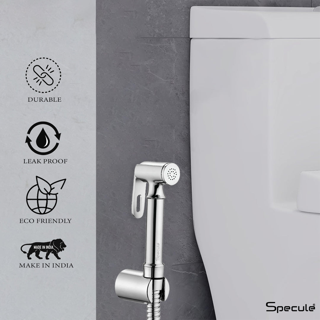 Ornamix Chrome Health Faucet with Dual Flow and 1 Meter 304-Grade SS Hose & Hook