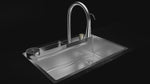 Load and play video in Gallery viewer, Handmade Smart Waterfall Silver Kitchen Sink (30 x 18 x 10 Inches)