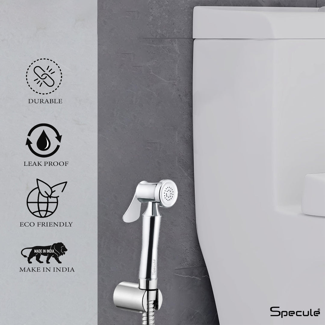 Velva Chrome Health Faucet with Dual Flow and 1 Meter 304-Grade SS Hose & Hook
