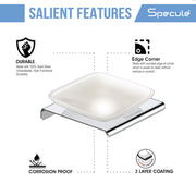 Stellar Stainless Steel and frosted Glass Soap Dish (Chrome) - by Specule