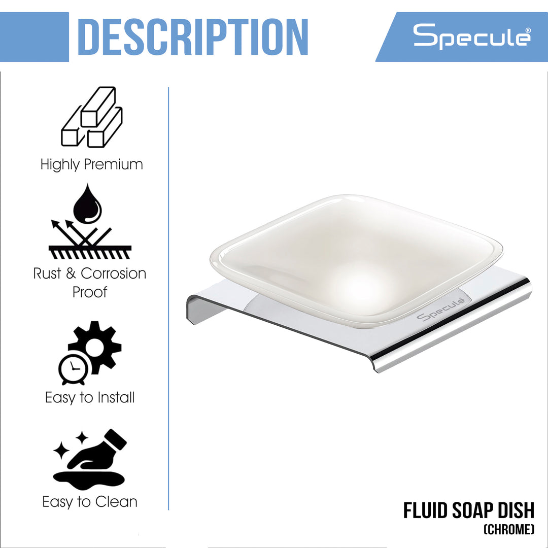Stellar Stainless Steel and frosted Glass Soap Dish (Chrome) - by Specule