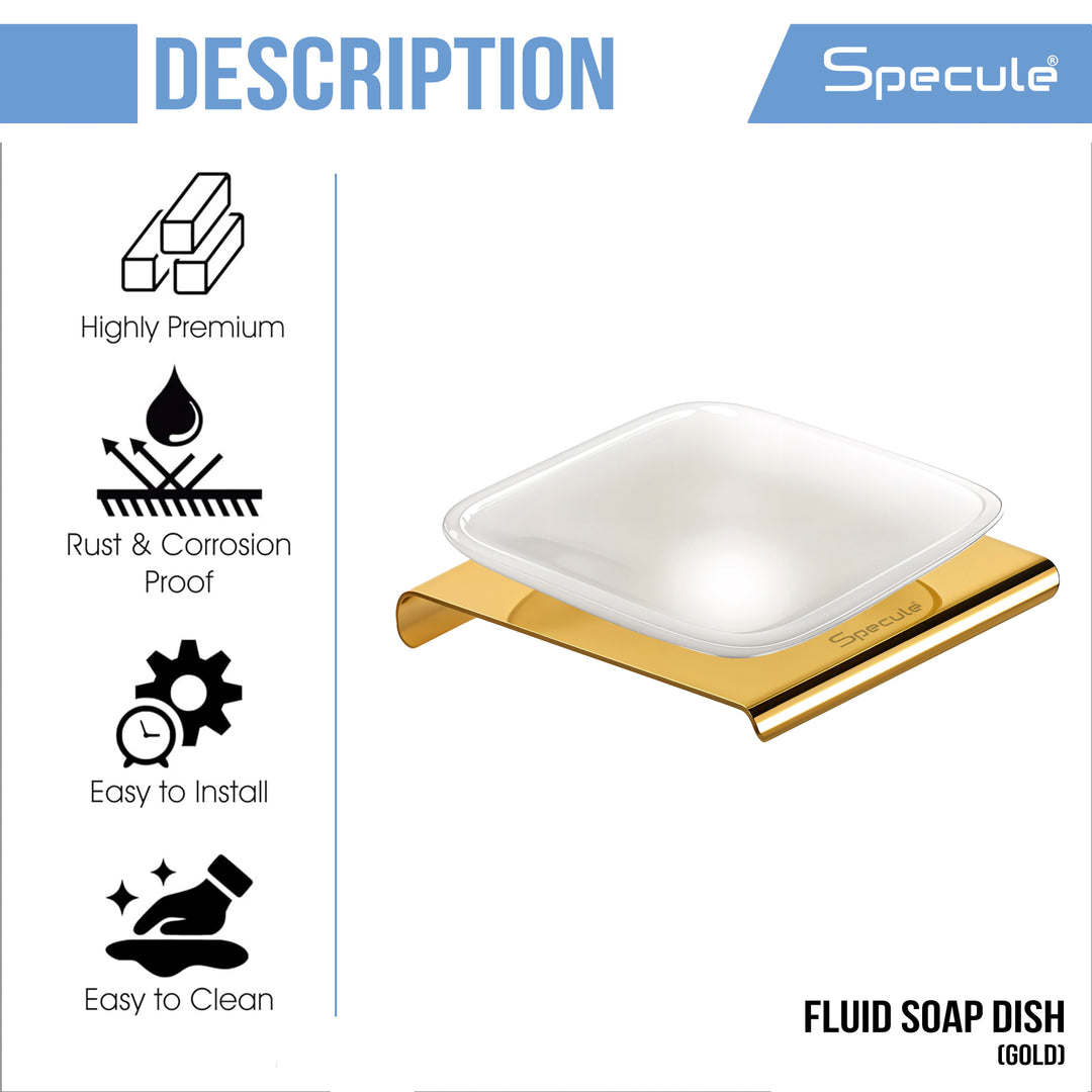 Stellar Stainless Steel and frosted Glass Soap Dish (Gold) - by Specule
