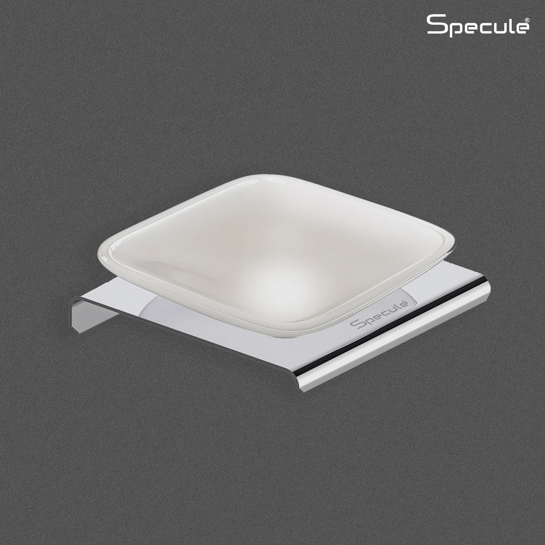 Stellar Stainless Steel and frosted Glass Soap Dish (Chrome) - by Specule