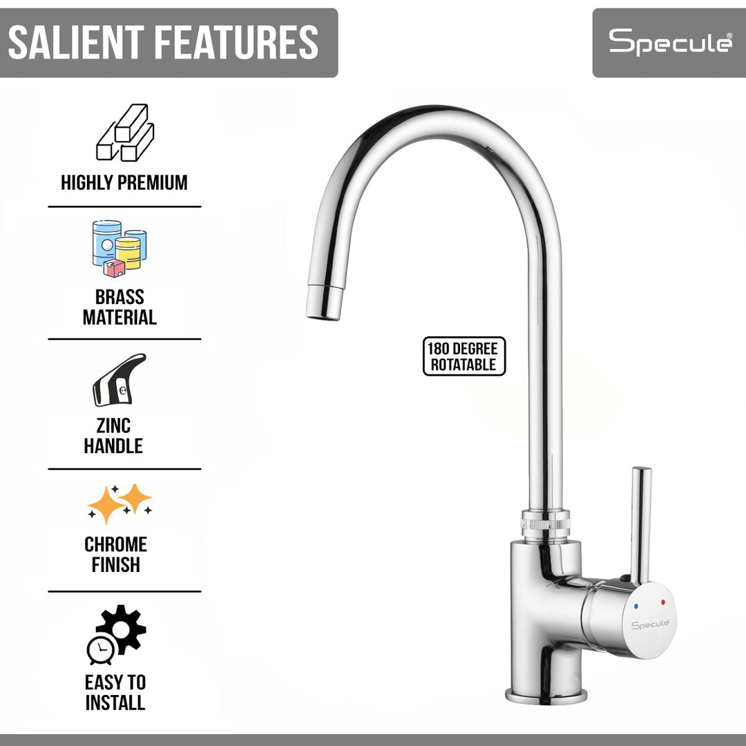 Flora Single Lever Deck-mount Kitchen Sink Mixer Tap with Swivel Spout (18 Inches) - by Specule