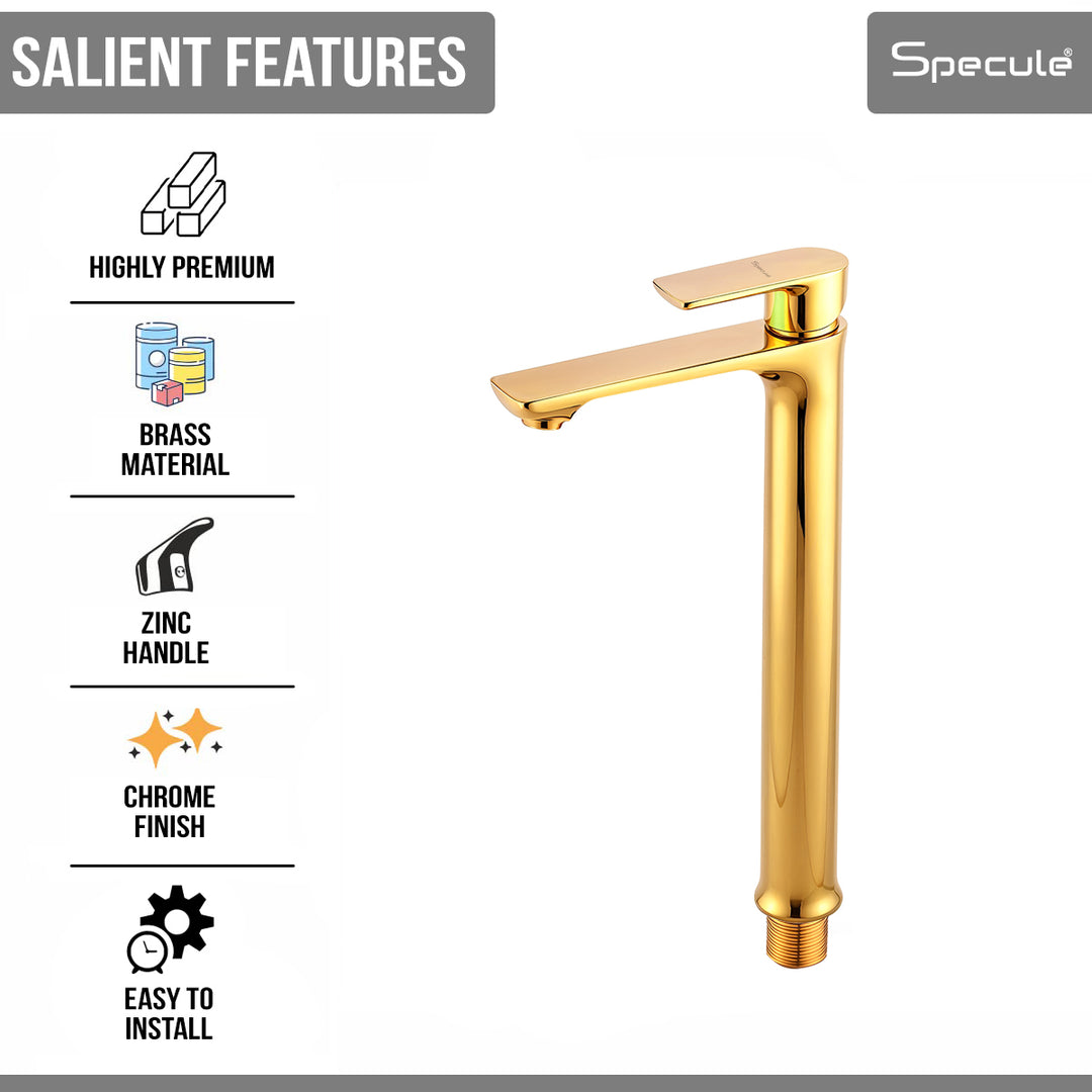 Nyra Tall Body Wash Basin 12 Inches Pillar Tap (Gold) – by Specule