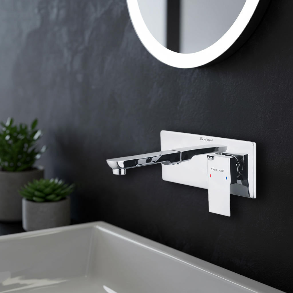 Cubix Single Lever Wall-mount Wash Basin Mixer Tap (Complete Set) - by Specule